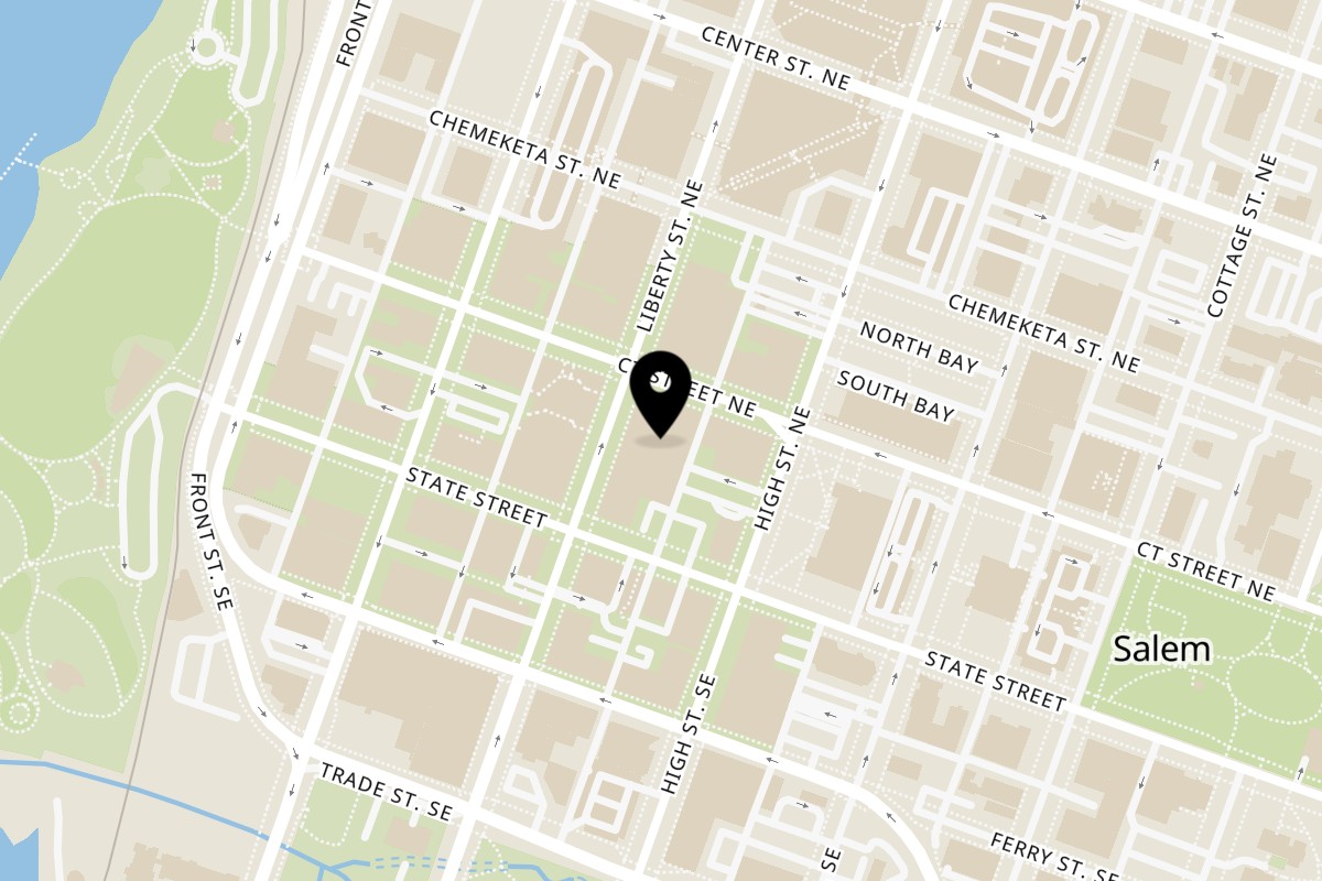 Map showing the location of Spicee Bite Downtown on 176 Liberty St NE in Salem